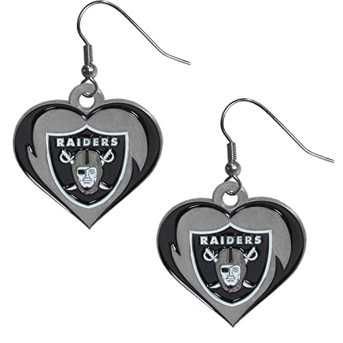 Siskiyou Sports NFL Las Vegas Raiders Heart Dangle Earrings, Team Colors,One Size