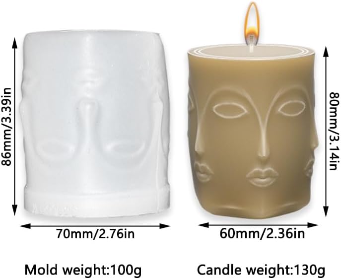 Miniatura 2 de Cestony Moldes de silicona con forma de cara multifacética 3D para velas de bricolaje, pilar de resina, velas de aromaterapia, cera de jabón,