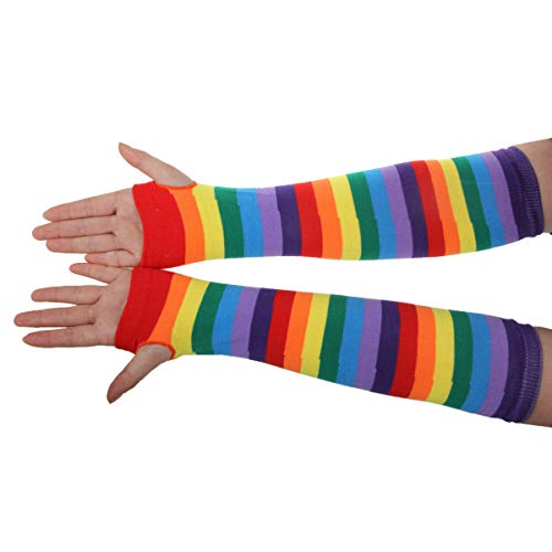 SOIMISS Regenboog gestreepte sokken kniekousen armwarmers vingerloze handschoenen voor Halloween Kerstmis - Image 3