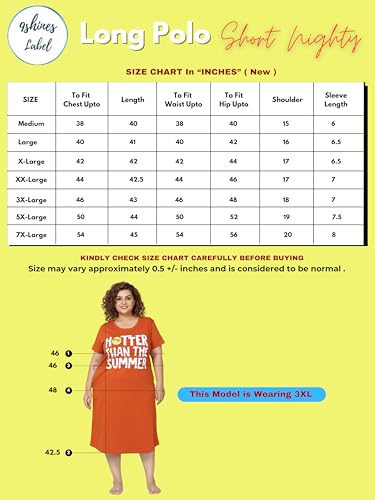 Image of 9shines Label Hosiery Cotton Knee Length Short Night Dress | Short Nighty for Women with Pocket | Graphic Print Nightwear | Night Gown for Women (M-7XL)