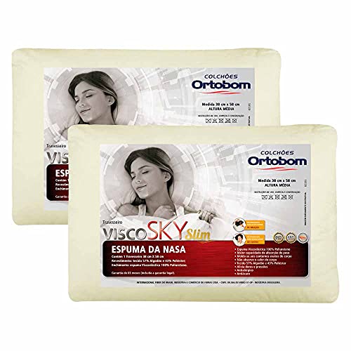 Kit 02 Travesseiros Nasa Antialergico Visco Sky Slim - Ortobom