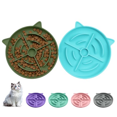 YINEYA 2 Pcs Silicone Slow Feeder Cat Bowl, Cat Slow Feeder for Food Training,...
