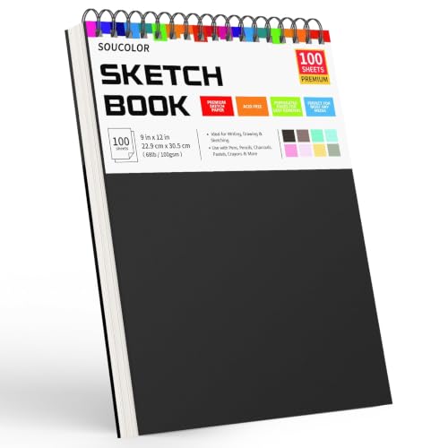 Image of Soucolor 9x12 Hardcover Sketch Book Thick Sketchbook Drawing Paper for Kids