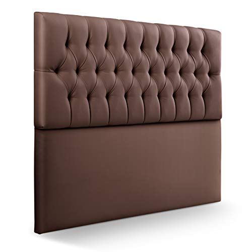 SUENOSZZZ-ESPECIALISTAS DEL DESCANSO Cabecero de Cama de 180 Modelo Copenhague, Color Chocolate 190x120 | Cabezal Madera de Gran Acolchado con capitoné tapizado en Polipiel