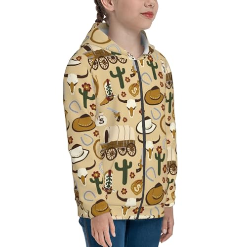 Wild West Cowboy Kid Hoodies Boys Zip Up Sweatshirts Girls Pullover with Pocket4