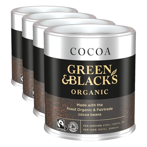 Image of Green & Black's Organic Cocoa Powder, Made with Fairtrade Cocoa Beans, Perfect for Cooking and Baking, Approximately 31 Servings, 125 g (Pack of 4)