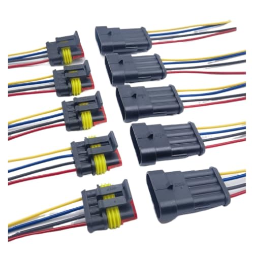 Terminal eléctrico rápido y conector impermeable de 4 pines con cables, 5 juegos