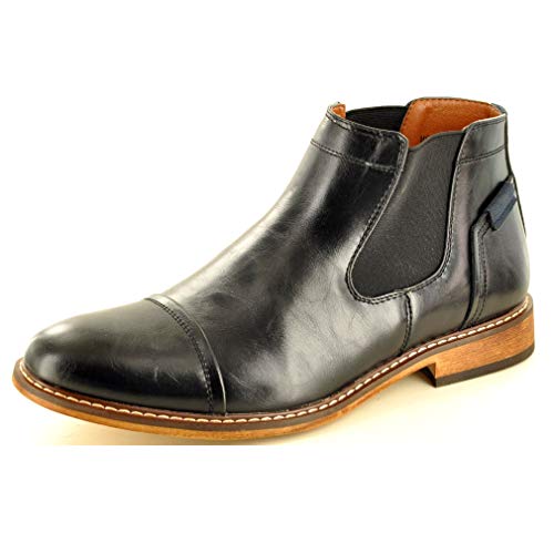 Bottines Chelsea homme en cuir italien style élégant noir taille 46