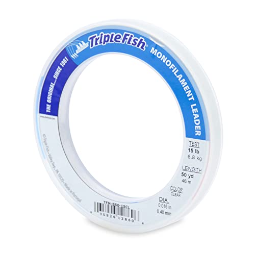 Image of Triple Fish Monofilament Fishing Leader - Clear, Camo Strong Tough Leader Material for Big Game Fishing, Up to 400lb Test
