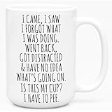 I Came I Saw I Forgot What I Was Doing Funny Coffee Mug 15oz - Birthday Gifts For Old People Senior Citizens Elderly Grandma Grandpa Mom Dad – Sarcastic Funny Gifts Mothers Day Fathers Day Christmas