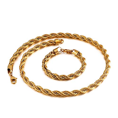 Bijoux acier inoxydable anti-noircissement : chaîne torsion de corde 6 mm anti-allergie