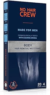 NO HAIR CREW Body Wax Strips  High Performance Wax Strips Made for Men, 20 strips & 4 soothing cleansing wipes