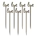 Royer 4.5 Inch Plastic Love Script Wedding Cocktail Picks, Set of 48, Gold - Made In USA