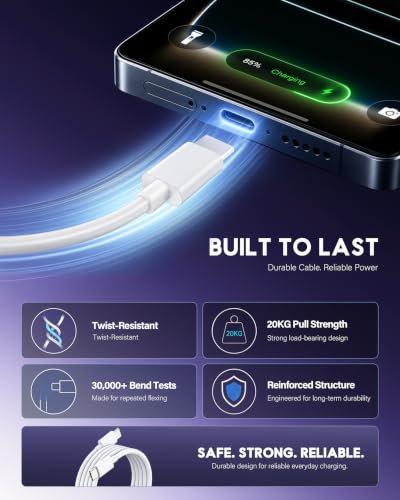 Image of Phone 17 16 Charger Fast Charging, 45W Type C Chargers USB C Charger Block | for Phone 17 /16 /16 Pro Max /15 /15 Pro Max /15 Plus /Galaxy S26 S25 S24 S23 S22 S21-White,with Long 6FT USB-C Charging Cables