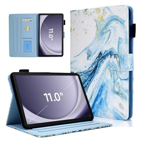 DTangLsm Case for Samsung Galaxy Tab A9 Plus/A9+ 11 inch 2023 (SM-X210 / X216 / X218) Slim PU Leather Shell Case Multi-Angles Viewing Stand Flip Cover with Auto Wake/Sleep, Blue Marble Cover