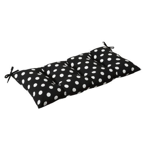Pillow Perfect Indoor/Outdoor Polka Dot Black Swing/Bench Cushion