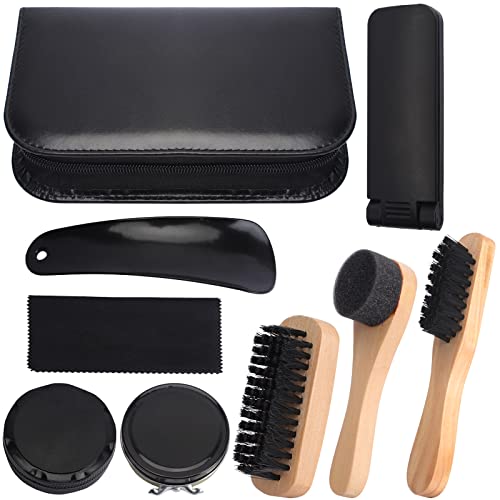 Ticeed Kit de Cirage Entretien pour Chaussures, Kit Cirage Chaussure Cuir Brosse Cirage Chaussure Nettoyant Chaussure Cuir pour Bottes, Chaussures, Siège de...