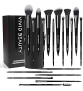 VIVID BEAUTY 18pc Makeup Brush Set with Luxuriously Soft Synthetic Hair, Wooden Hand...