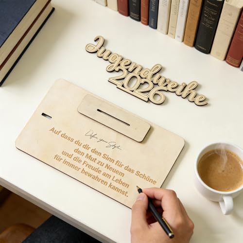 Jugendweihe Geschenke Mädchen & Junge 2026 - Holz Geldgeschenke Aufsteller, Grußkarte Alternative. Schönes Geschenk Jugendweihe, Geldgeschenk Idee für Teenager zur Feier