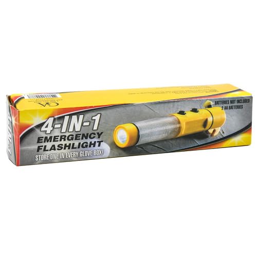 Hnf Shop E1738 4-In-1 Car Safety Emergency Escape Tool Seat Belt Cutter Window Breaker Hammer Led Flash Light Beacon Flashlight cover