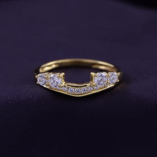 Jewel Zone US White Cubic Zirconia Solitaire Anniversary Wrap Enhancer Ring in 14k Gold Over Sterling Silver2
