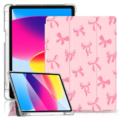 Coque iPad 11 2025 2022 antichoc transparente avec support de tablette rose