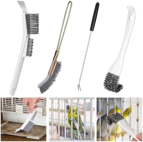 bird cage cleaning solutions that will transform your pet care routine 8 XANGNIER Bird Cage Cleaner Brush Kit,Bird Poop Remover Cleaning Tools Set Accessories for Small,Medium,Large,Tall,Stainless Steel,Parakeet,Budgie,African Grey Parrot,Cockatoo Birds Cage Accessories