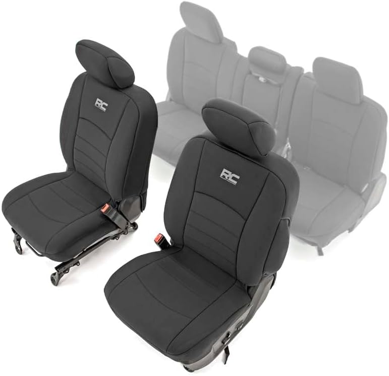 Rough Country Neoprene Front Seat Covers for Ram 1500 (2009-2018) & 2500 (2010-2018) – Waterproof & UV Resistant, Foam Padded, Front Seat Cover Set