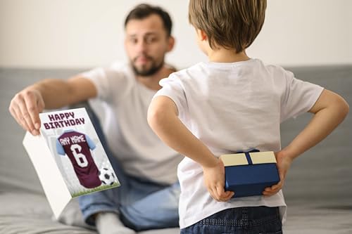 AK Giftshop Personalised Football Birthday Card, Jersey Design, A5 Size, with Green Envelope - Custom With Any Name and Number (West Ham Colours) - Image 5
