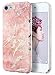 ULAK iPod Touch Case,iPod 6 Marble Case, Clear Case Slim FIT Anti-Scratch Flexible Soft TPU Bumper PC Back Hybrid Shockproof Protective Case for Apple iPod Touch 5 / 6th Generation-Marble Pink