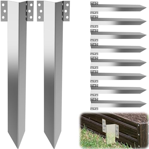 ForoGore 10 Pack Fixing Peg Timber, Heavy Duty Sleeper Stakes Metal Landscape Edging Stakes for Driveway...