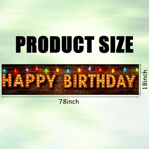 Image of Nuxovilar Birthday Yard Banner Brick Wall Lights 78.7x17.7 Polyester