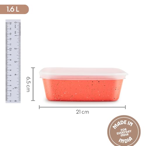 Image of Borosil 1.6 L Kube Pink Baking & Serving Dish with Lid | Borosilicate Glass Round Shape Bakeware and Serveware Casserole Dish Tray | Microwave, Oven & Dishwasher Safe Bowl
