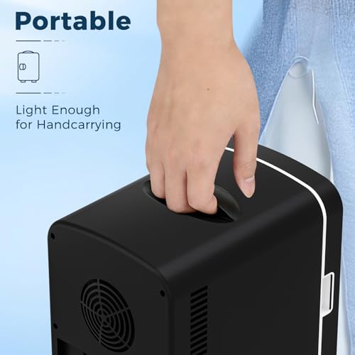 Image of Antarctic Star Compact Refrigerator, Portable Mini Fridge, Skin Care 4L Capacity /6 Cans, for Bedroom, Car, Office & Dorm, Small Cooler for Cosmetics, Magnetic Brushed Stainless Steel Door,Black
