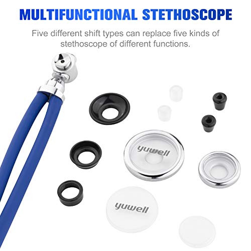 Stethoscope for Cardiology Medical and Home, Yuwell Dual Head Classic Light Weight Design, Double-Catheter Stethoscope for Multifunctional Uses, Gift for Nurses,Doctors, Medical Students (Blue)