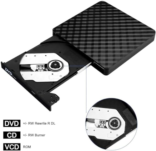 Unidad externa CD/DVD USB 3.0 portátil y delgada miniatura 5