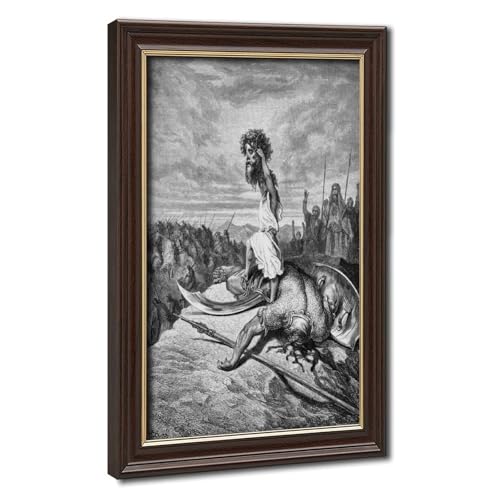 Impression sur toile David Slays Goliath Gustave Dore 1886 cadre suspendu
