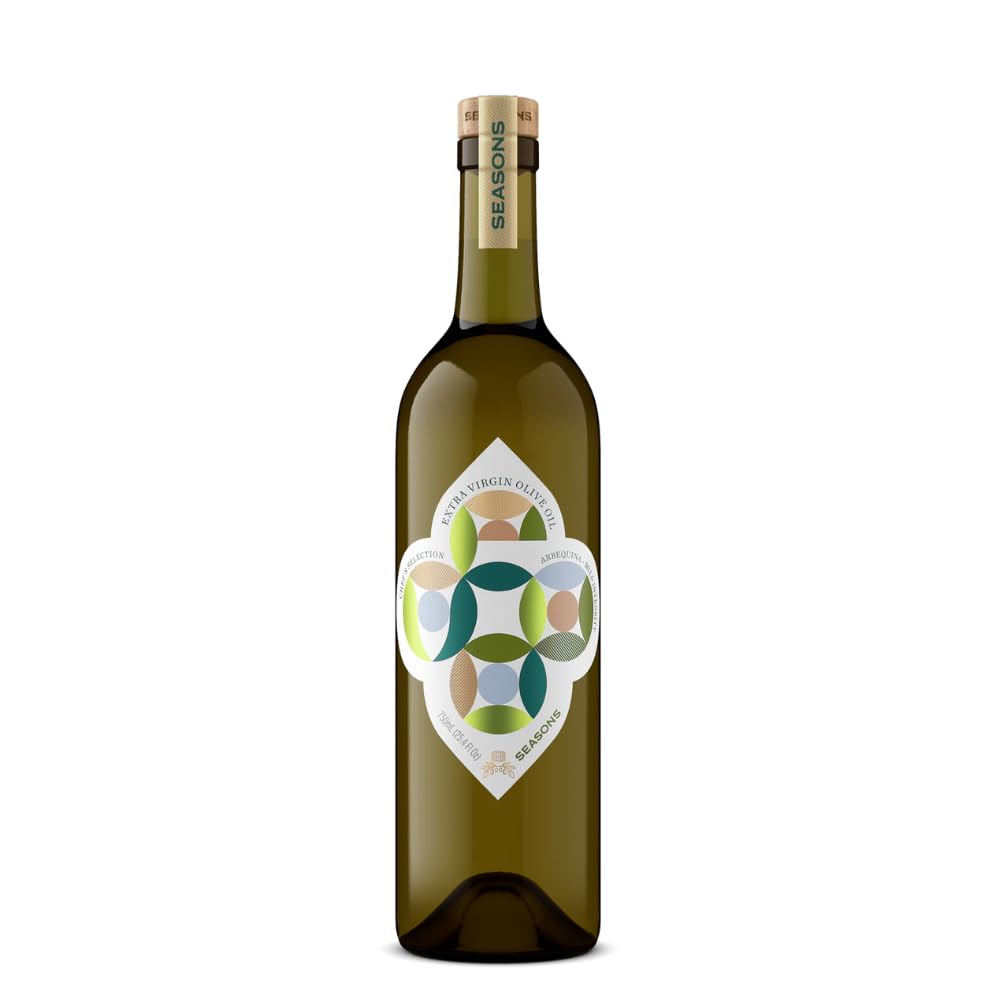 Seasons EVOO Arbequina Extra Virgin Olive Oil – Mild & Buttery, Cold Pressed Spanish Olive Oil for Cooking, Dressings, and Dipping (750ml)