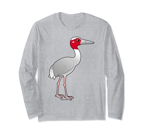 Cute Cartoon Sarus Crane Birdorable Bird Species Long Sleeve T-Shirt