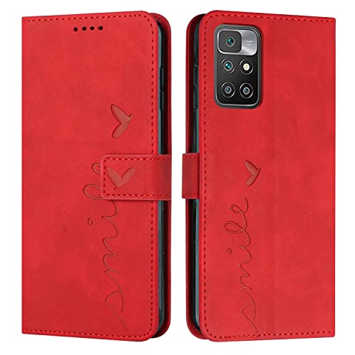 Cover per Xiaomi Redmi Prime Flip Libro Libretto Custodia per Protezione Completa Slot per Scheda Funzione di Supporto pelle sintetica rosso