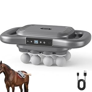 8 Heads Horse Massage Gun, Equine Percussion Massager, Deep Tissue Horse Recovery Tool, Red Light Heat Therapy, Quiet Adjustable Intensity Muscle Relaxation for Equine Wellness(8 Heads)