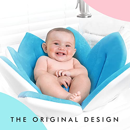 Blooming Bath - Flower Baby Bath Seat for Sink - Soft Baby Bathtub Seat - Newborn Bath & Baby Essentials - Baby Gifts - Infant Tub - Blue - 32" - Thumbnail 6
