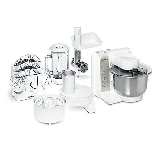 Bosch MUM4880 Robot de cocina con accesorios, 600 W, capacidad de 3.9 litros, color blanco y acero