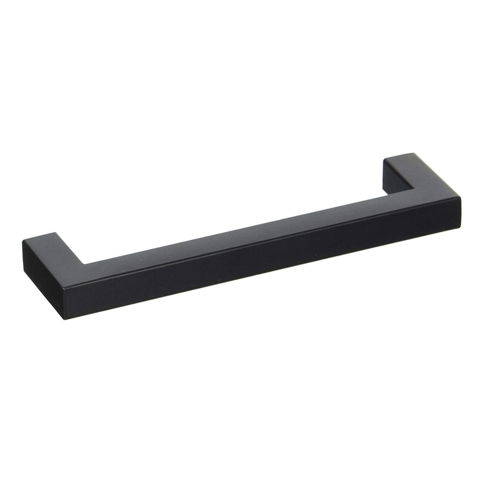 goldenwarm 10 Pack 5 Inch Black Cabinet Handles Kitchen - Matte Black Drawer Pulls Stainless Steel - 128mm Cabinet Hardware Square Bar Modern Cabinet Pulls for Kitchen Bathroom Cupboard