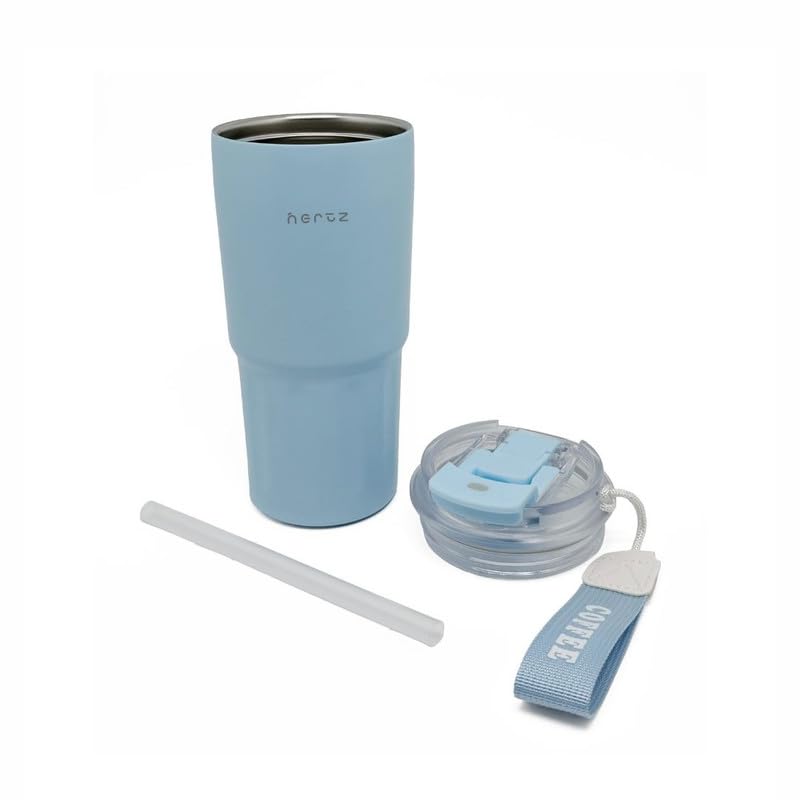 Image of NERTZ Drift Tumbler 600ml Stainless Steel Insulated | Double Wall Vacuum Bottle with Straw Lid & Wide Mouth Lid | Hot & Cold Bottle Leak Proof, BPA Free for Gym, Travel, Office