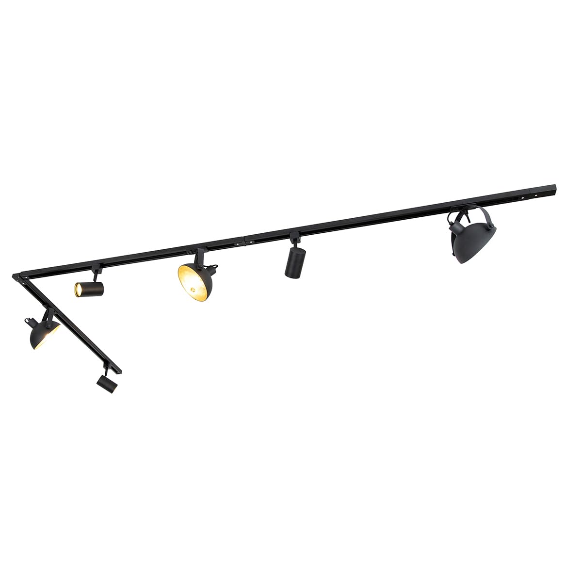 Qazqa Modern Set of Track Lighting, Track Light Set - magnax - Black, gu10, 6-Way, 285.5cm, Ideal for Hall Way, Kitchen, Office, Bedroom and Living Room