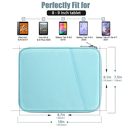 TiMOVO-Funda-Compatible-con-iPad-Mini-54321-Galaxy-Tab-A7-Lite-87Tab-A-80Tab-A-84-Fire-HD-8-8-Plus-2020-8-9-Bolsa-con-Multiples-Bolsillos-y-Cierre-de-Cremallera-Azul-Claro