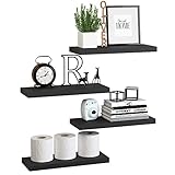 DOLLFIO Floating Shelves, 4 Sets Wall Shelves, Wooden Floating Shelves for Wall Décor, Wall Mounted