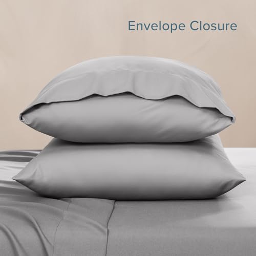 Image of Bare Home Microfiber Pillow Cases - Toddler Size Set of 2 Cooling Pillowcases Double Brushed Light Grey Pack Easy Care (Toddler Pillowcase 2, Light Grey)