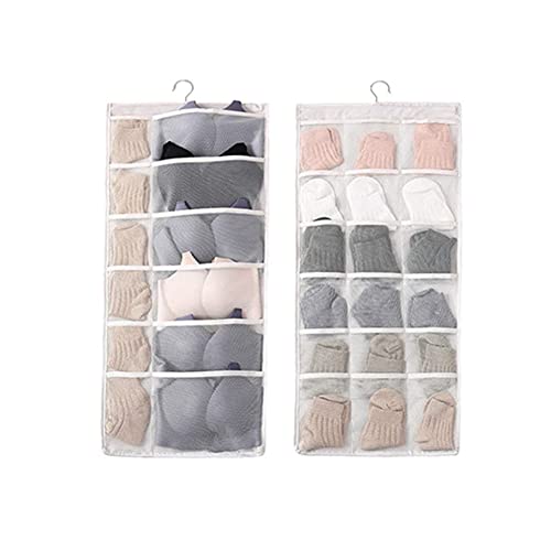 YKKJ 1Piezas Organizador de Armario Colgante Bolsa de Almacenamiento de Ropa Interior Colgante de Doble Cara, 30 Bolsillos para Ropa, Sujetadores, Ropa Interior, Calcetines, Corbatas, Bufandas Cover